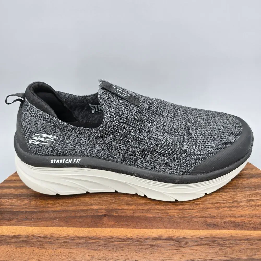 Skechers D Lux Walker Shoes Mens 10.5 4E Wide Black Gray Casual Walking Sneakers